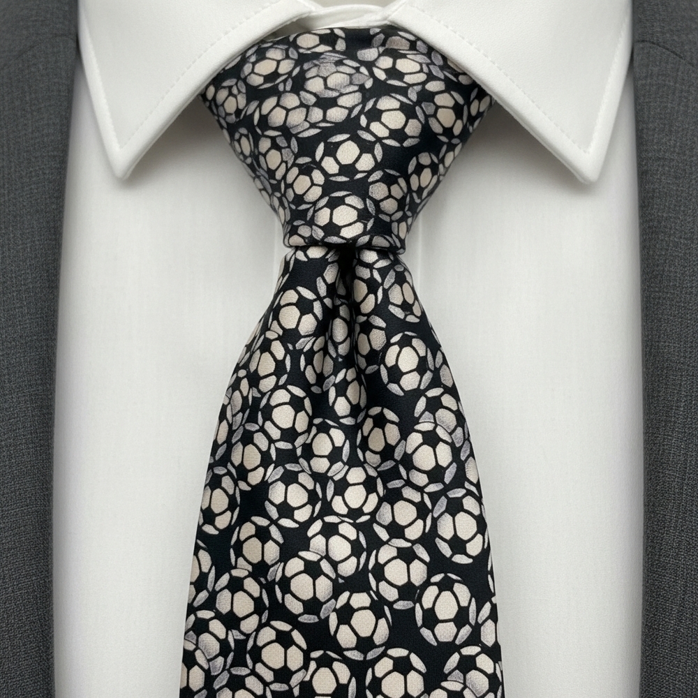 Vintage‎ 100% Silk Neck Tie Museum Artifacts Soccer Ball Print Handmade USA